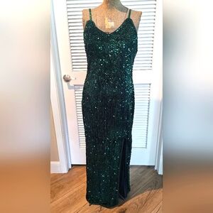 Green Sequin Evening Gown
